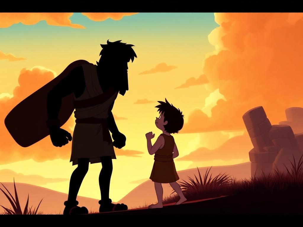 David & Goliath scene from the Bible Adventures animated series