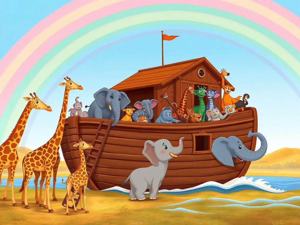 Noah's Ark scene from the Bible Adventures animated series